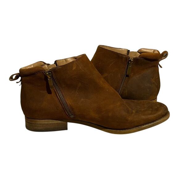 Franco Sarto Camel Leather Zip Ankle Boots Women's Size 10 Western Block Heel - Picture 7 of 8